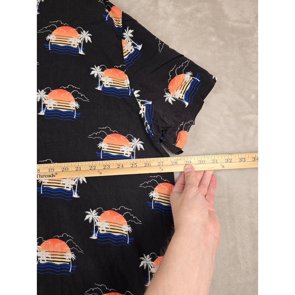 No Boundaries Hawaiian Shirt Mens 3XL Black Tropical Sunset Palm Tree Print - Picture 3 of 6